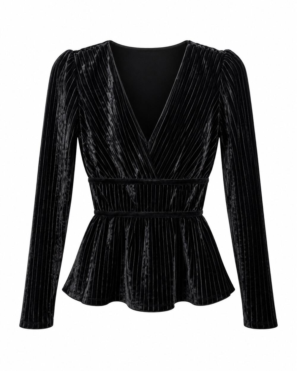 BCBG Max Azria Black Velvet Pleated Peplum Top XXS NWT Y2K Whimsigoth